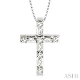 1/4 ctw Diamond Cross Pendant in 14K White Gold with chain
